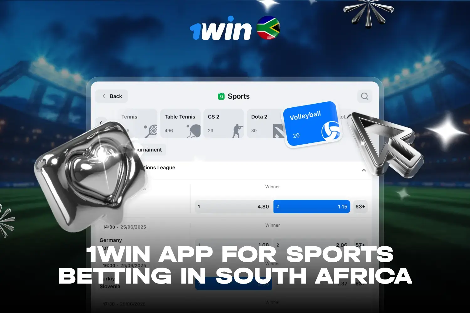 Sports betting interface on 1win app showing various disciplines