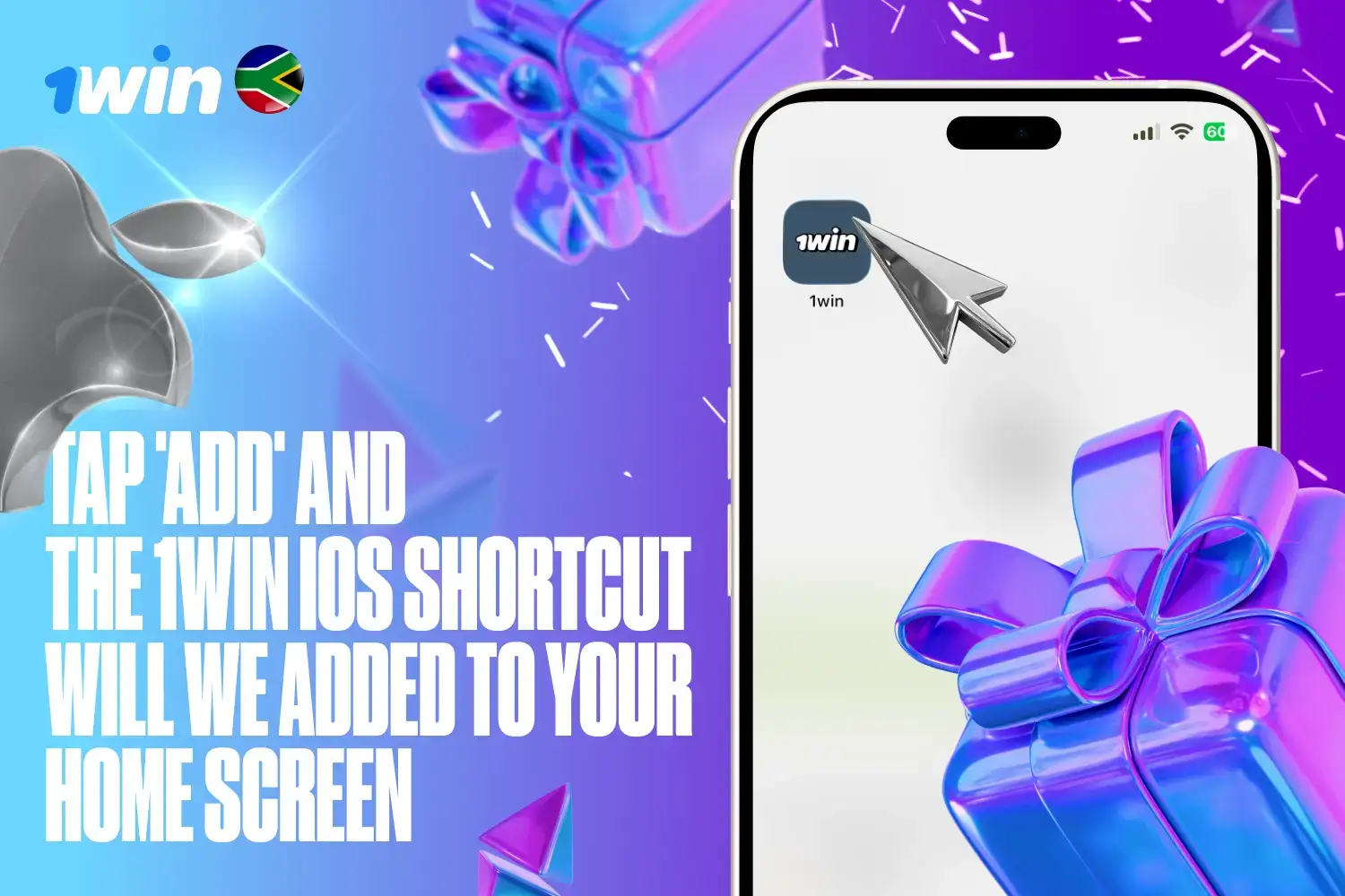Selecting Add to Home Screen option for 1win iOS shortcut