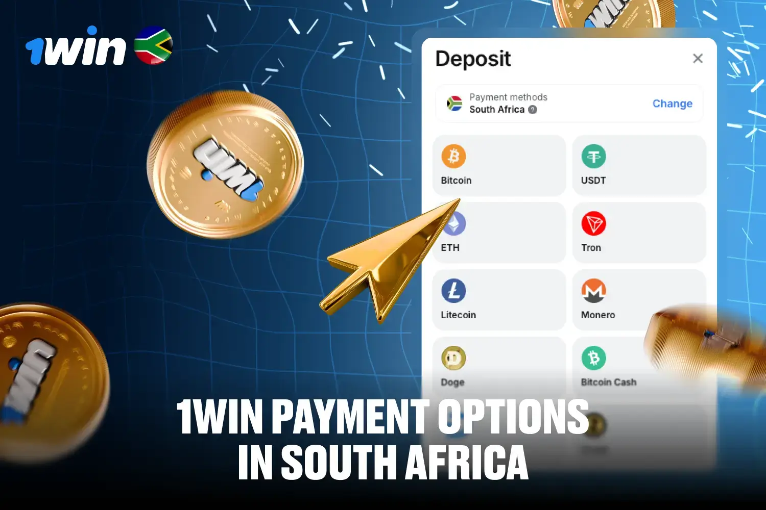 Supported payment options on the 1win app for South Africa