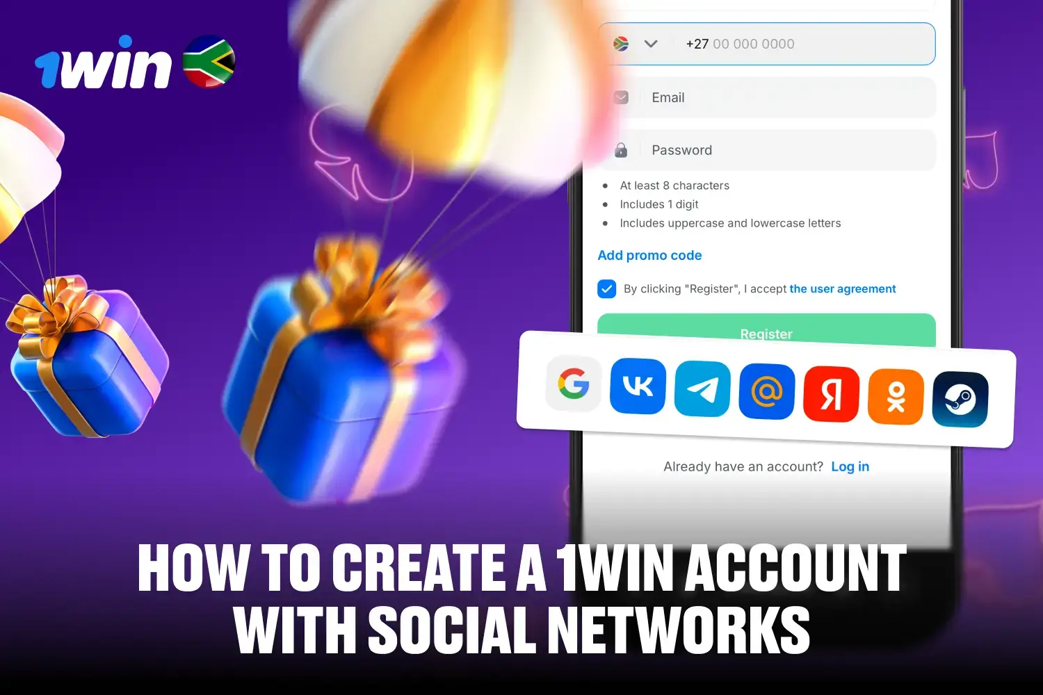 Registration via social networks including Google and Telegram